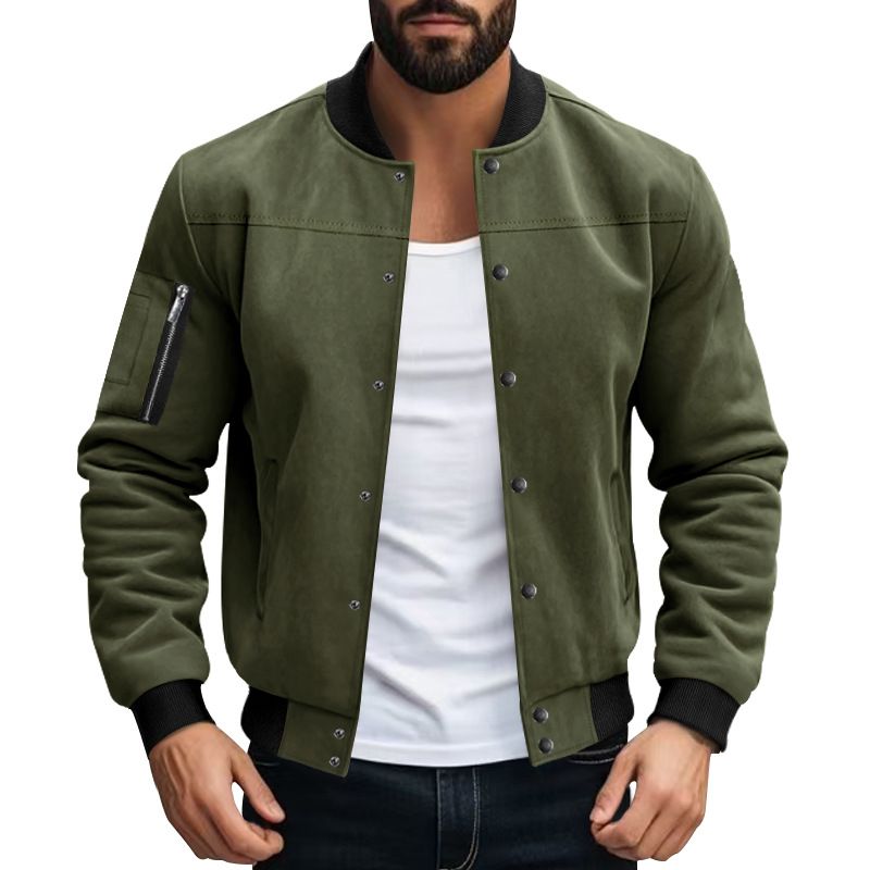 Autumn and Winter Men's Coat Stand Collar Button Cardigan Jacket Casual  Men's Clothing  Tops  Jackets  Coats