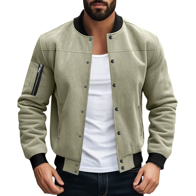 Autumn and Winter Men's Coat Stand Collar Button Cardigan Jacket Casual  Men's Clothing  Tops  Jackets  Coats