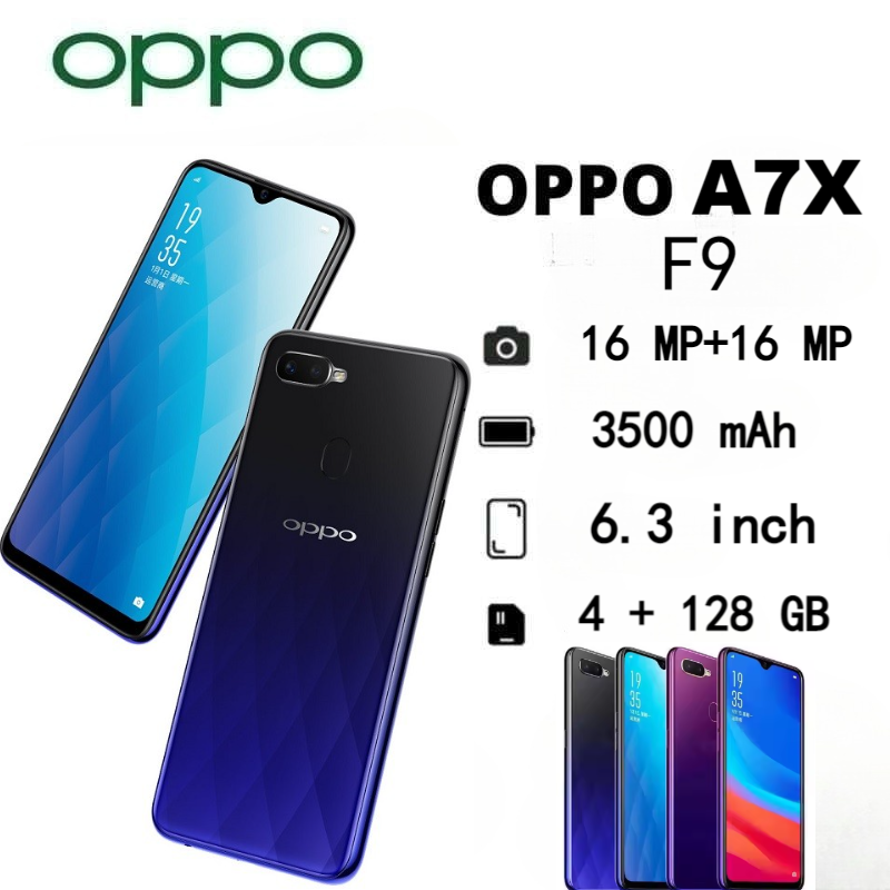 Refurbished OPPO A7x oppo F9 128GB+4GB 6.3"16MP 3500mAh Fingerprint unlock phone Dual SIM 4G phone Refurbished Phone SmartPhones Mobile Phones 128GB phone 4G Phones oppp phone smartphone