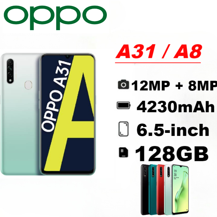 Refurbished OPPO A8 A31 Smartphones 128GB+4GB 6.5-inch IPS LCD display 12MP+8MP rear triple camera 4230mAh 10W fast charging fingerprint unlocking Dual SIM Smartphones