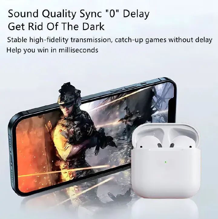 Pro4  Bluetooth earphone  TWS noise Cancelling earphone Pro 4 Wireless earphone  Stereo Sports earphone  Sweatproof  earphone  High Quality earphone