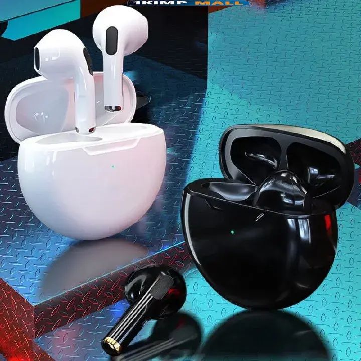 New Pro6 Wireless Bluetooth Earphones Stereo Music headset Noise cancellation headphone TWS Wireless Bluetooth Earphones Sports Earphones Sweatproof Earphones Bass Earphones  High Quality Earphones