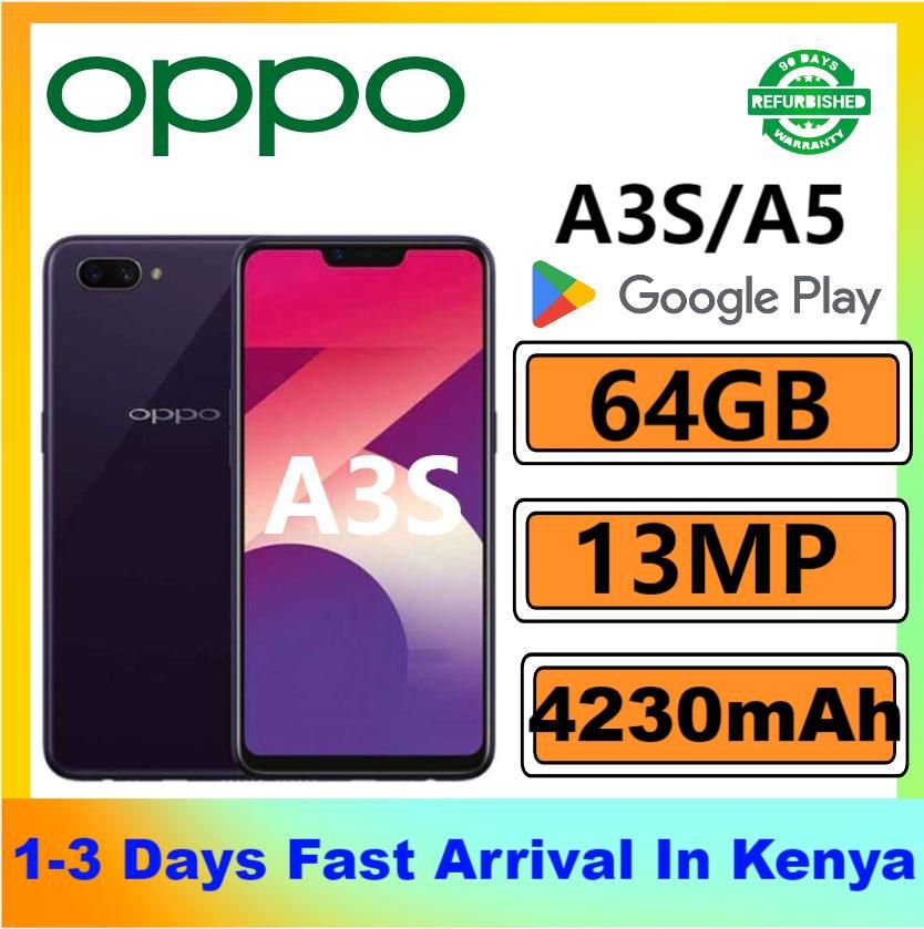 Refurbished OPPO A3S A5 64GB+4GB 6.2"13MP face unlock 4230mah Fingerprint unlock phone Dual SIM 4G phone Refurbished Phone SmartPhones Mobile Phones 128GB phone 4G Phones oppp phone smartphone