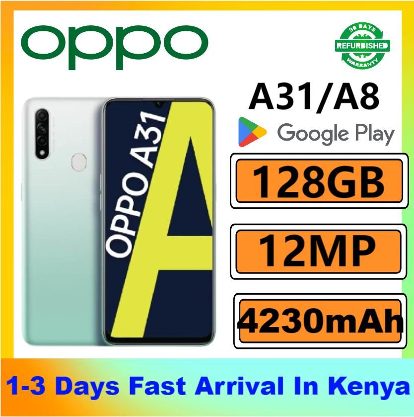 Refurbished OPPO A8 A31 Smartphones 128GB+4GB 6.5-inch IPS LCD display 12MP+8MP rear triple camera 4230mAh 10W fast charging fingerprint unlocking Dual SIM Smartphones
