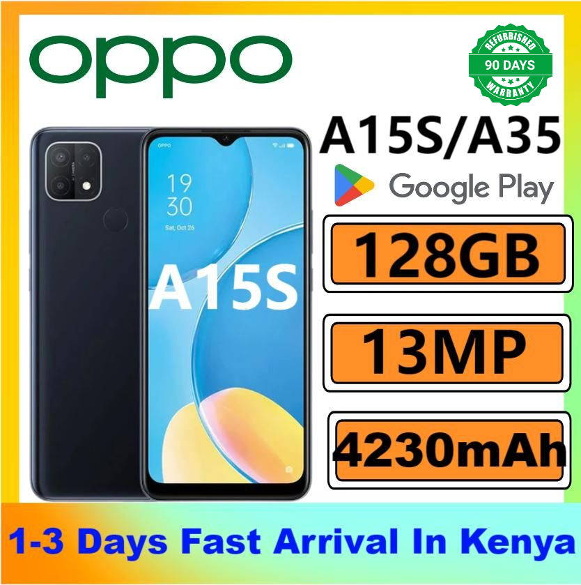 Refurbished OPPO A35  A15S Smart Phone 128GB 6.0" with Fingerprint unlock phone Dual SIM 4G phone Refurbished Phone SmartPhones Mobile Phones 128GB phone 5G Phone oppp phone