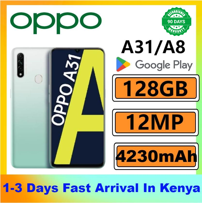 Refurbished OPPO A8 A31 Smartphones 128GB+4GB 6.5-inch IPS LCD display 12MP+8MP rear triple camera 4230mAh 10W fast charging fingerprint unlocking Dual SIM Smartphones