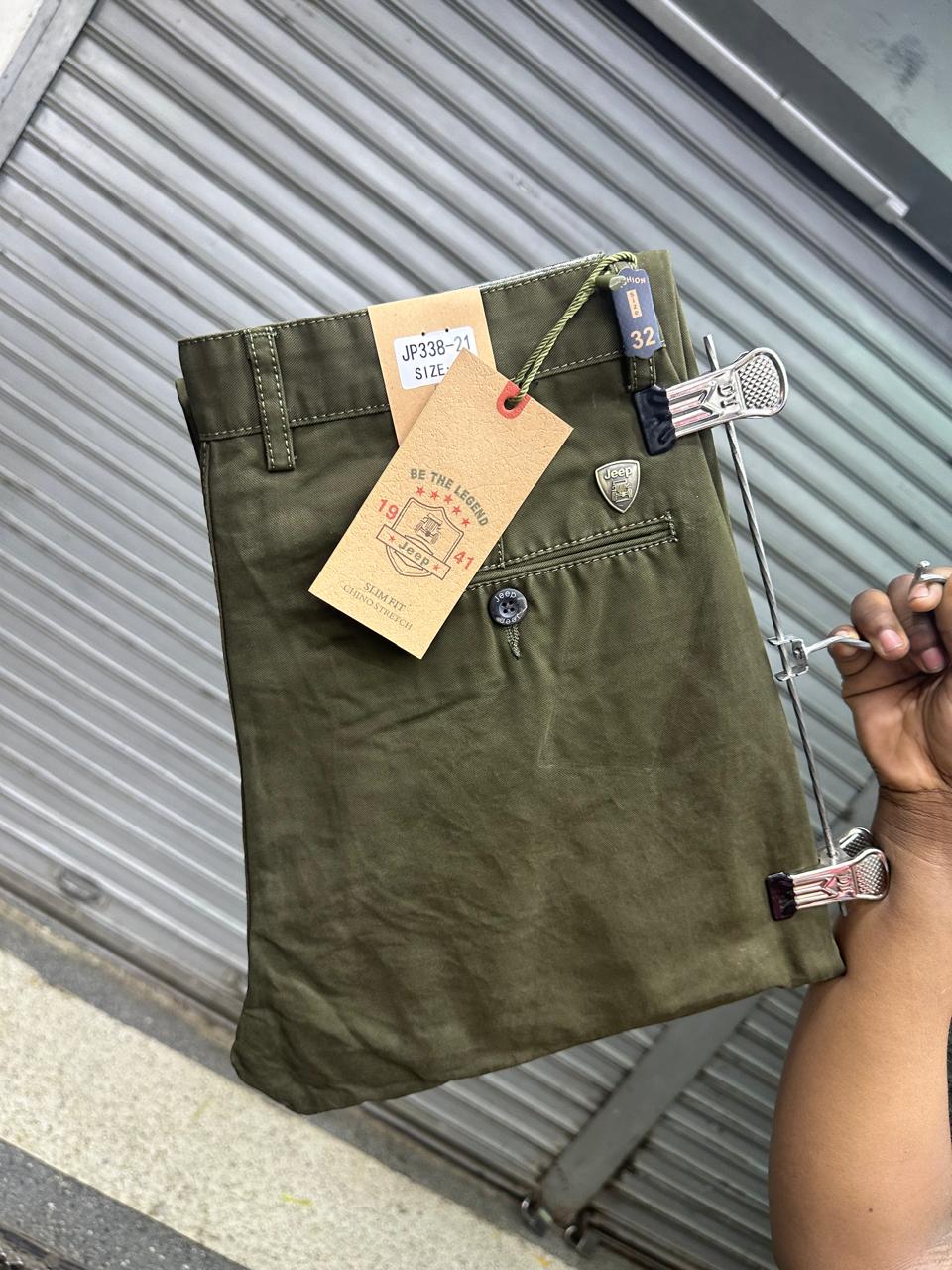 Elegant Classic timeless High quality hard Khaki men trousers straight slim fit smart casual trouser