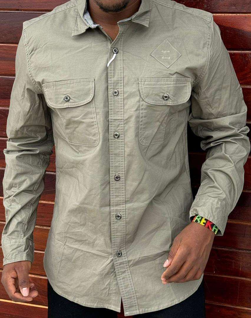 Timeless vintage high quality Men's Shirts Cotton Long Sleeve Work Shirts for Men with Pockets Men's Casual Button-Down Shirt