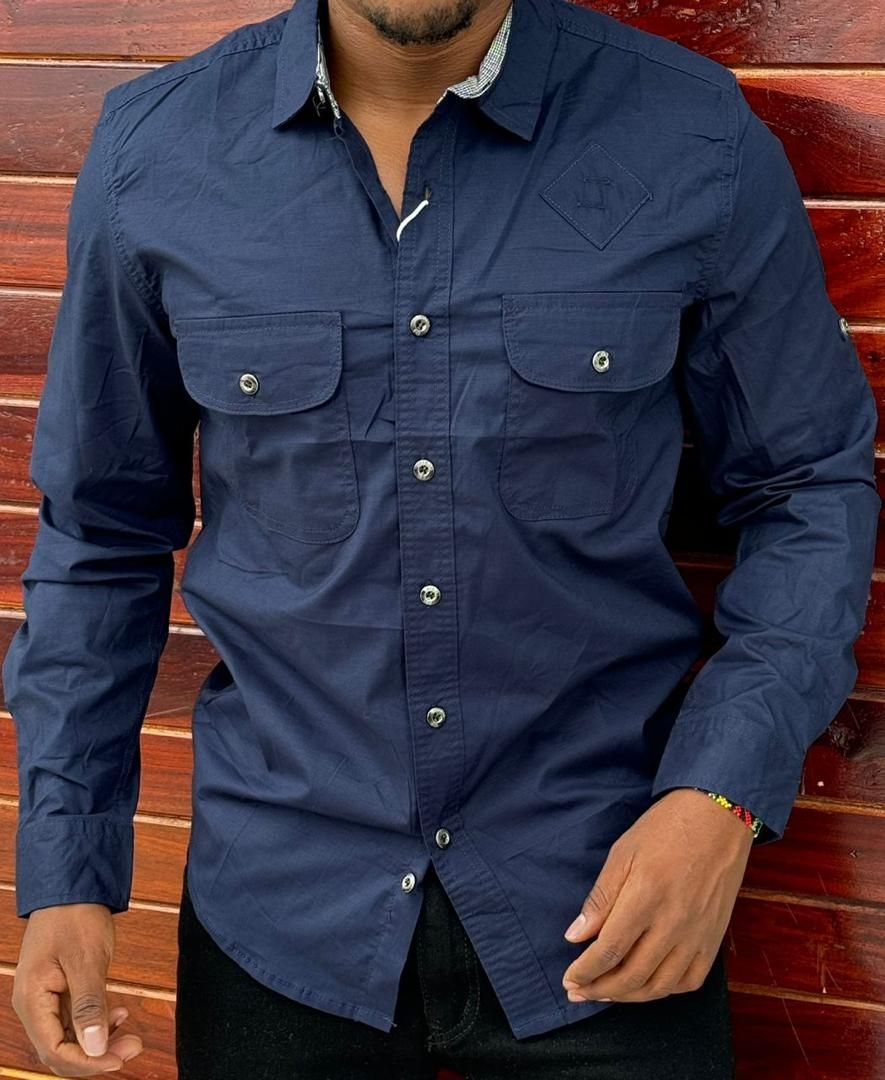 Timeless vintage high quality Men's Shirts Cotton Long Sleeve Work Shirts for Men with Pockets Men's Casual Button-Down Shirt