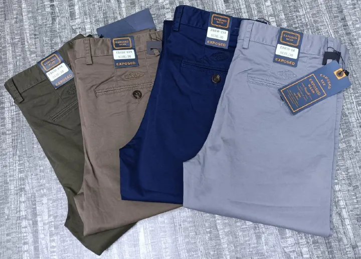 Classic Elegant Stylish business casual fashionable Classic timeless High quality hard Khaki men trousers straight slim fit smart casual trouser