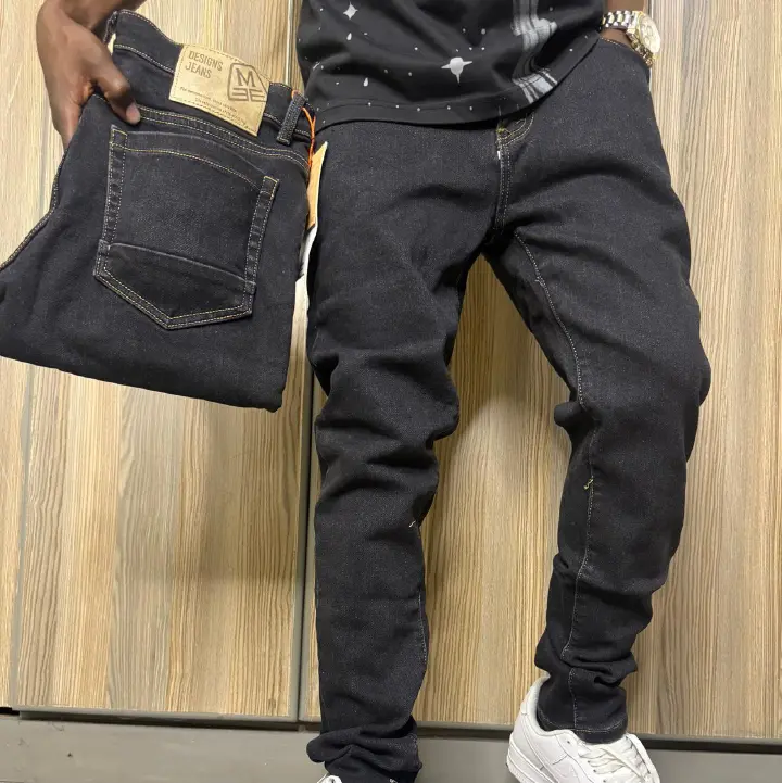 Men's high quality and Classic Denim Work Pants with Pockets, Slim Fit Stretch Jeans, and Casual Trousers