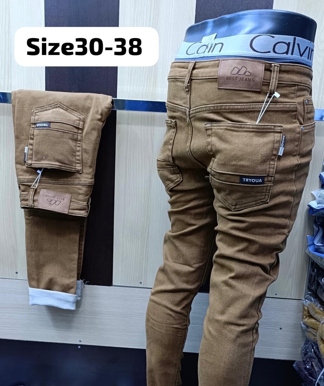 high quality Men's Classic Denim Work Pants with Pockets, Slim Fit Stretch Jeans, and Casual Trousers ragged, patched skinny