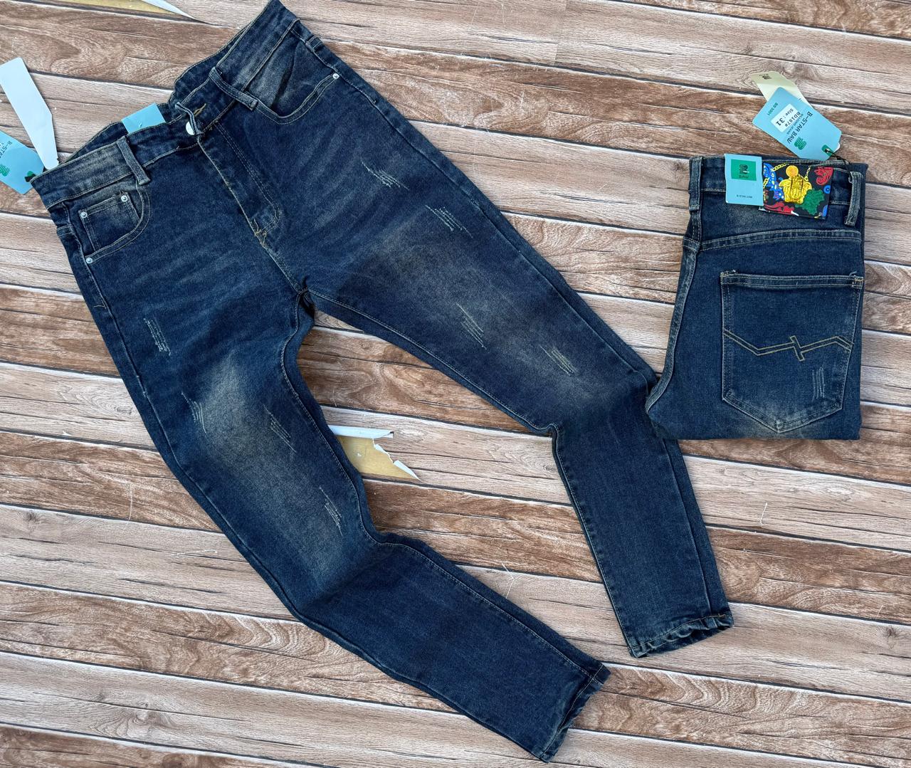 high quality Men's Classic Denim Work Pants with Pockets, Slim Fit Stretch Jeans, and Casual Trousers ragged, patched skinny