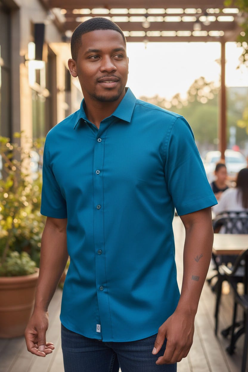 (Buy 1 get 1 free) high quality offical Men's dress Shirts Cotton Short Sleeve Men's official Button-Down Shirt