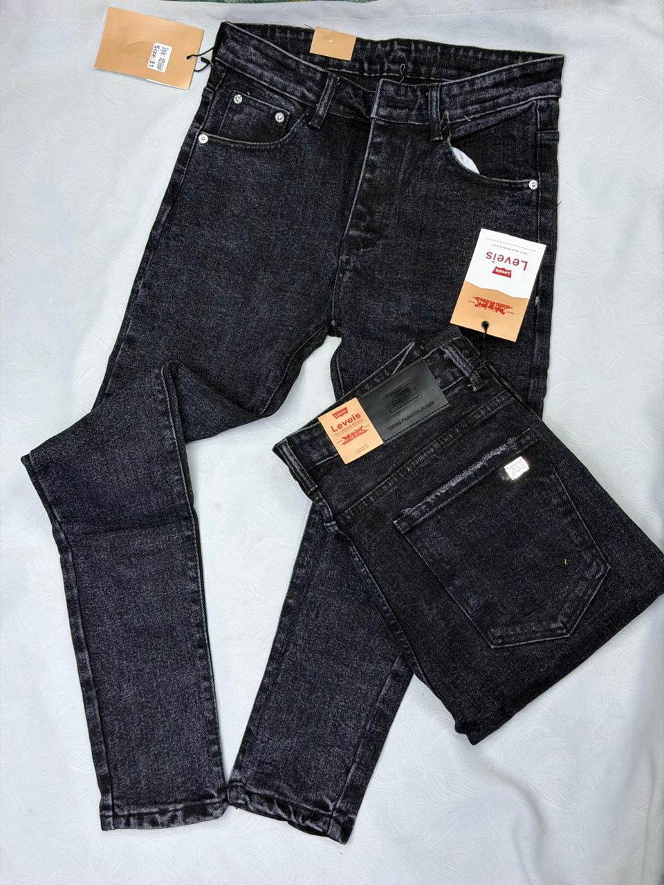 Men's high quality and Classic Denim Work Pants with Pockets, Slim Fit Stretch Jeans, and Casual Trousers