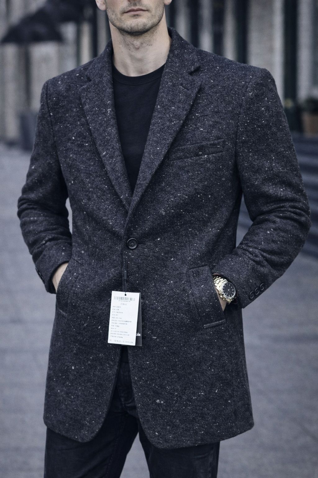 Mens Trench Coat Slim Fit Notched Collar Fall Winter Single Breasted Pea Coat Warm Soft Overcoat (The Modern Man's Black Wool Blend Slim Fit Overcoat)