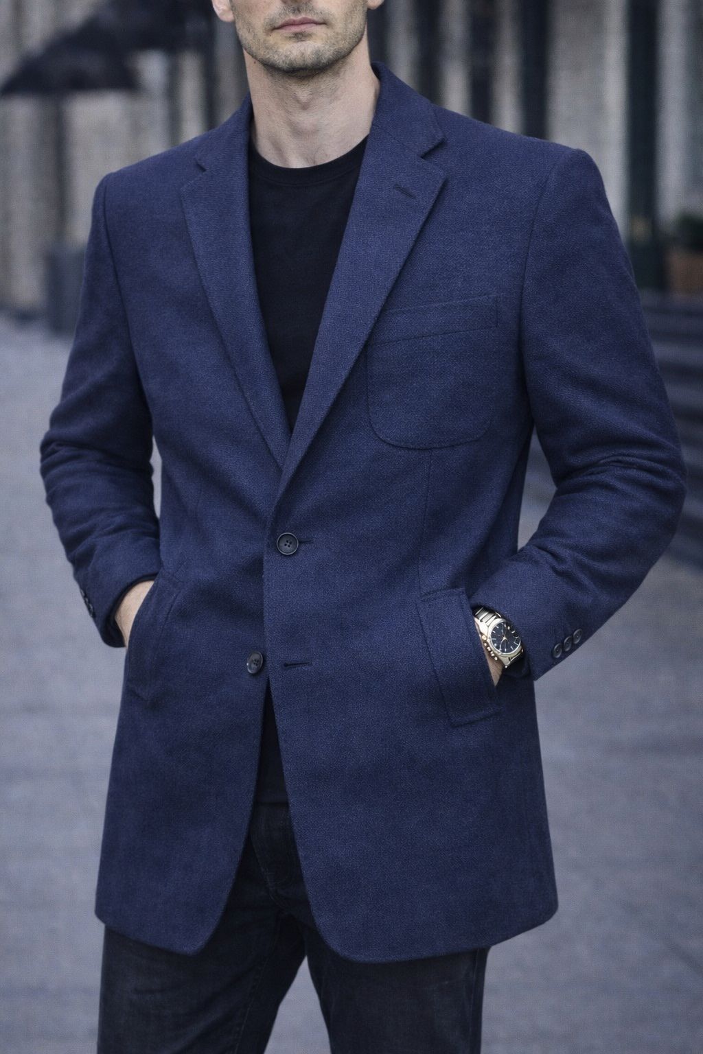 Mens Trench Coat Slim Fit Notched Collar Fall Winter Single Breasted Pea Coat Warm Soft Overcoat (The Modern Man's Black Wool Blend Slim Fit Overcoat)