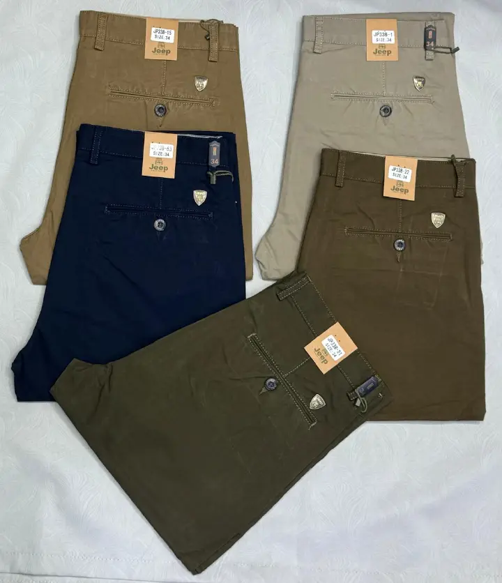 Elegant Classic timeless High quality hard Khaki men trousers straight slim fit smart casual trouser