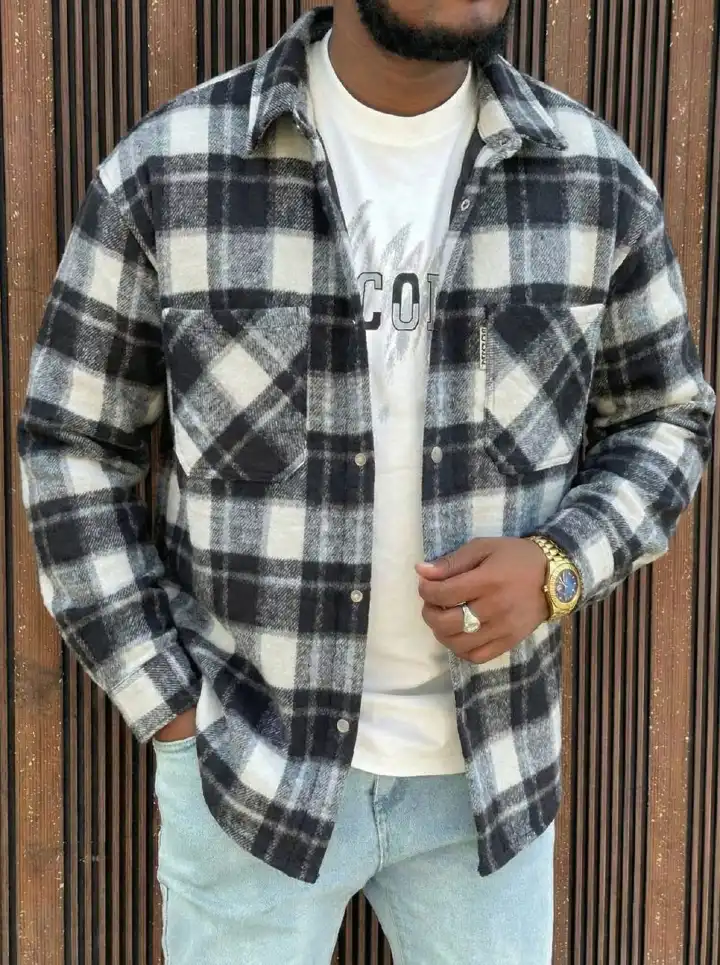 Multifunctional sexy Elegant High quality classic vintage Flannel / Chekered jacket  fashionable and long lasting Men's Long Sleeve