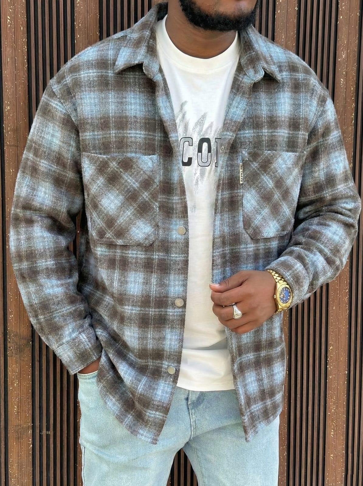 Multifunctional sexy Elegant High quality classic vintage Flannel / Chekered jacket  fashionable and long lasting Men's Long Sleeve