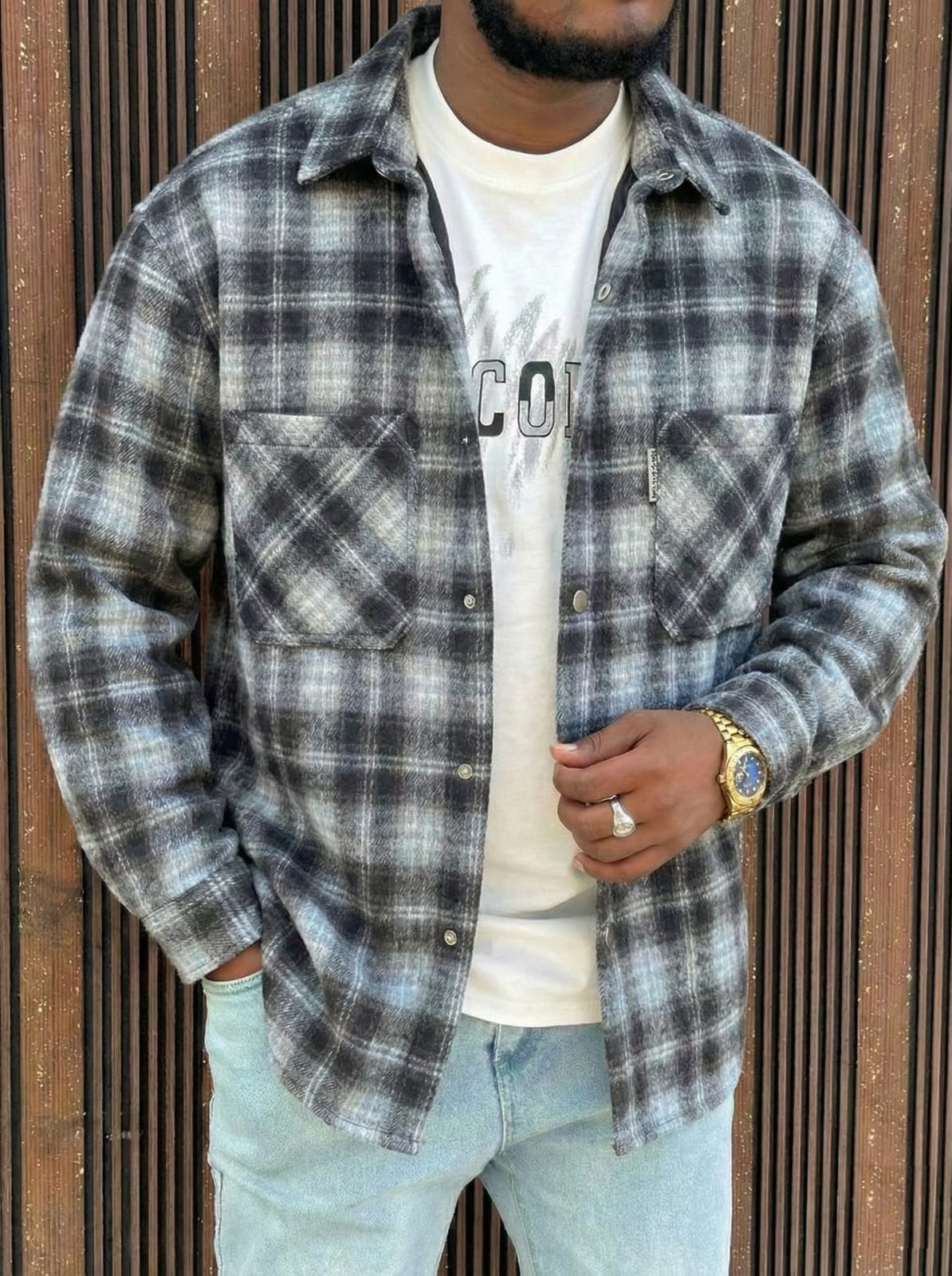 Multifunctional sexy Elegant High quality classic vintage Flannel / Chekered jacket  fashionable and long lasting Men's Long Sleeve