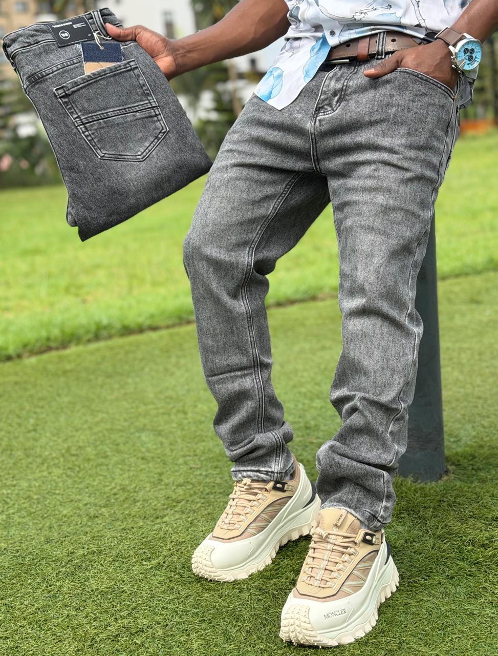 Men's Classic hard jeans high quality Work Pants with Pockets, Slim Fit Stretch Jeans, and Casual Trousers ragged, patched skinny