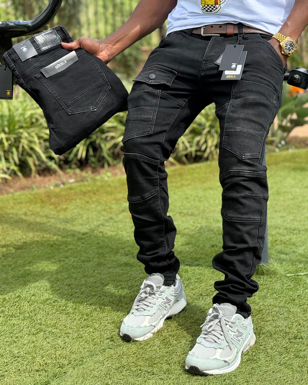 Men's Classic hard jeans high quality Work Pants with Pockets, Slim Fit Stretch Jeans, and Casual Trousers ragged, patched skinny