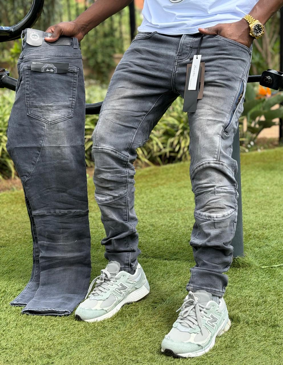 Men's Classic hard jeans high quality Work Pants with Pockets, Slim Fit Stretch Jeans, and Casual Trousers ragged, patched skinny