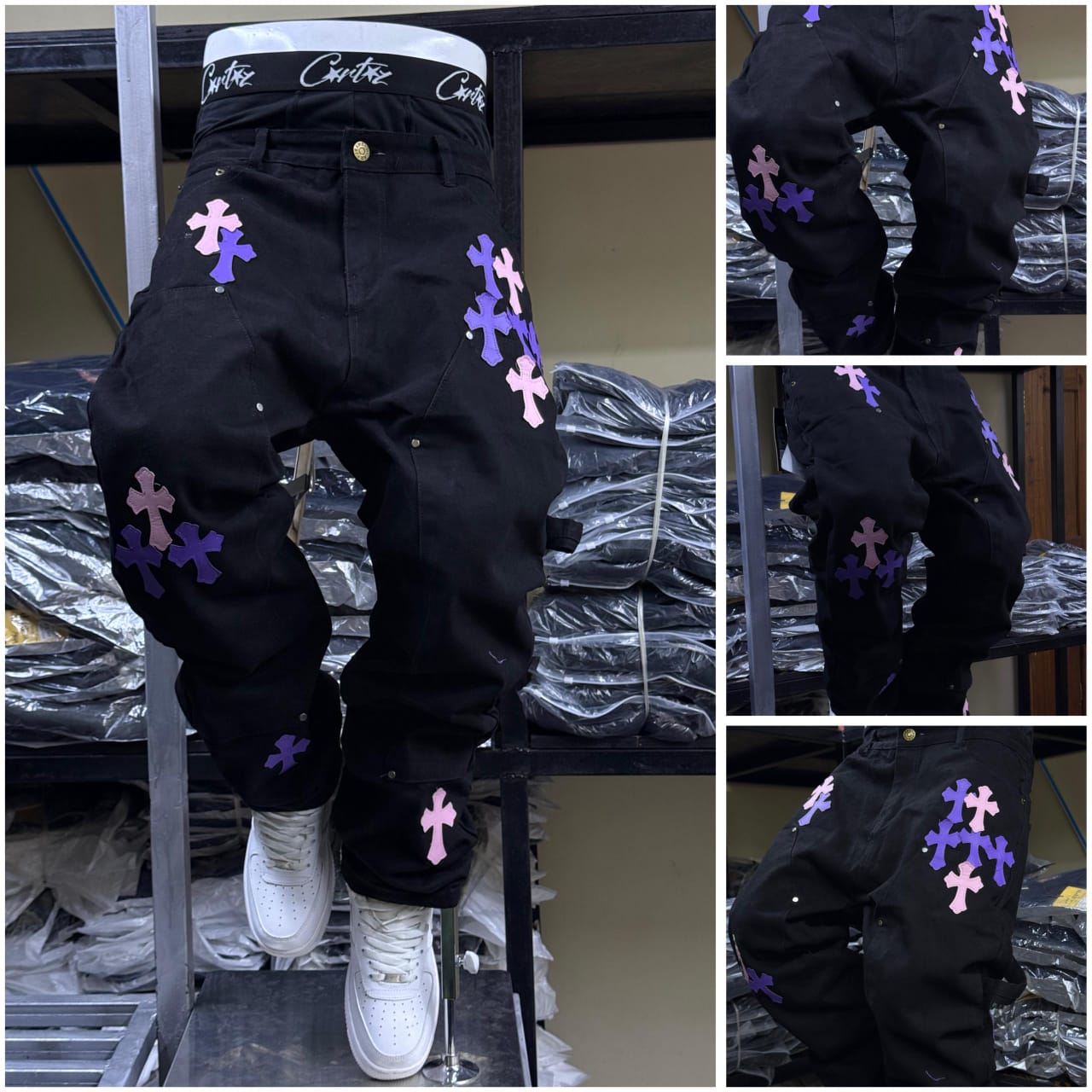 Men's Classic Denim Work Pants with Pockets, Slim Fit Stretch Jeans, and Casual Trousers ragged, patched skinny