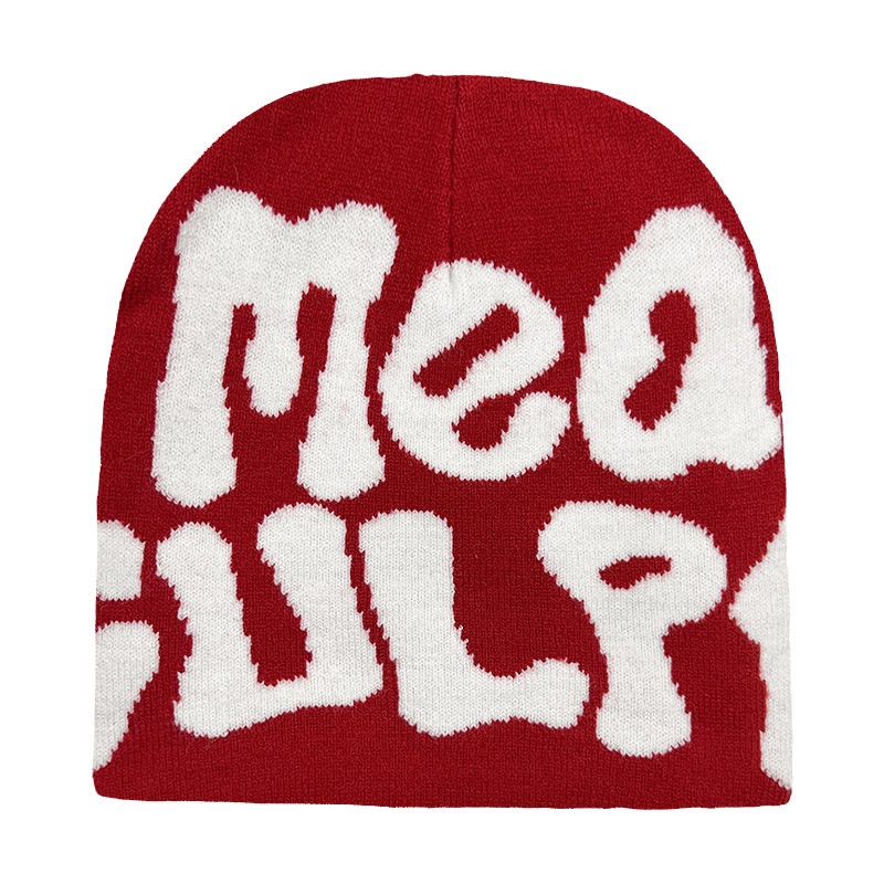 WS SHOP New Knitting Beanies Hat Men Women Paragraph Quality Cap Mea Culpa Y2k Warm Fashion Hundred Take Cold Cap for Women Hats