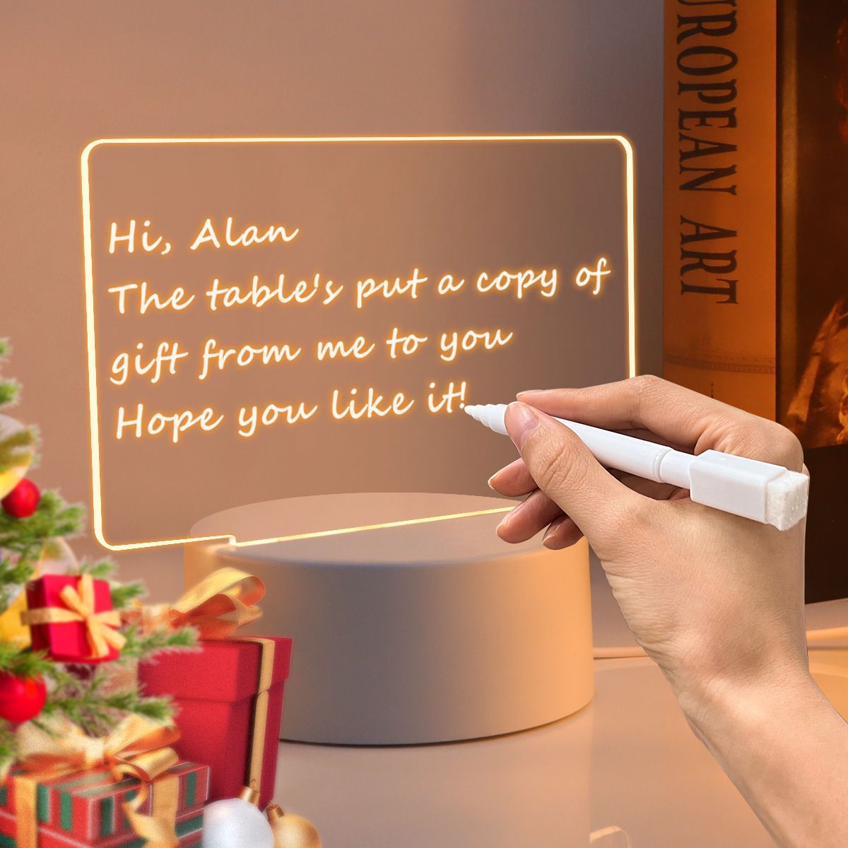 Acrylic night light handwritten message writing board DIY 3D creative plug-in blank handwriting board USB remote control ，desk lamp