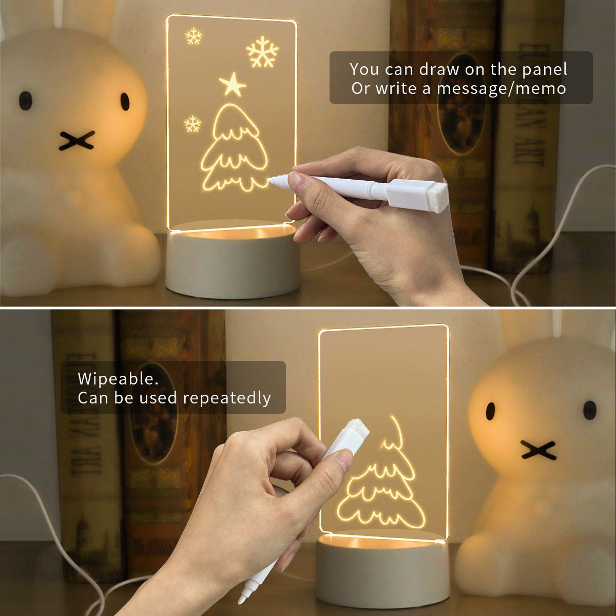 Acrylic night light handwritten message writing board DIY 3D creative plug-in blank handwriting board USB remote control ，desk lamp