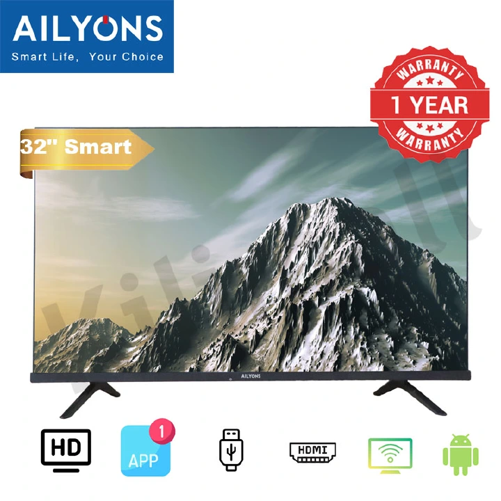 [OFFER ] AILYONS 32 Inch Frameless Smart TV HD Netflix TV YouTube Android 11 Energy Saving LST3208W Wide Visual Angle Television Tv leg/stands Television Smart TVS 1 YEAR WARRANTY