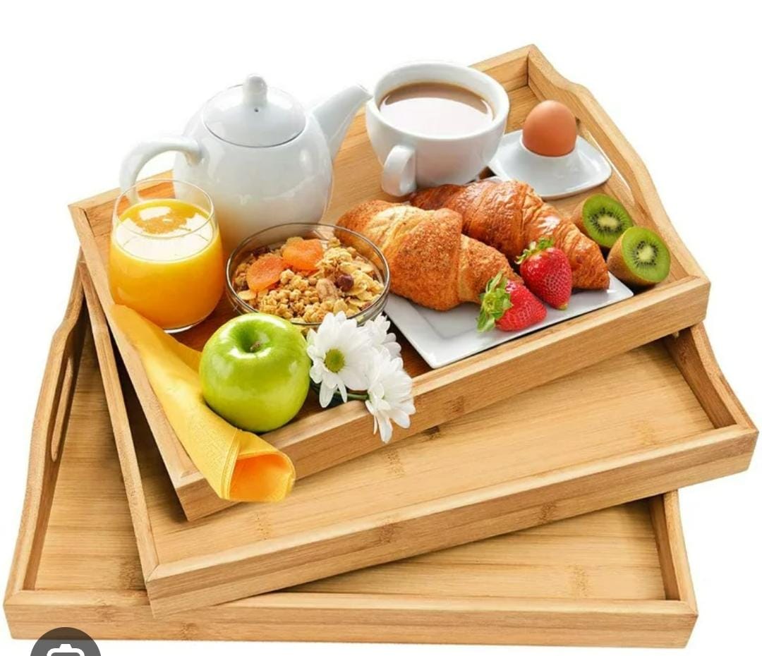 Wooden bamboo tray