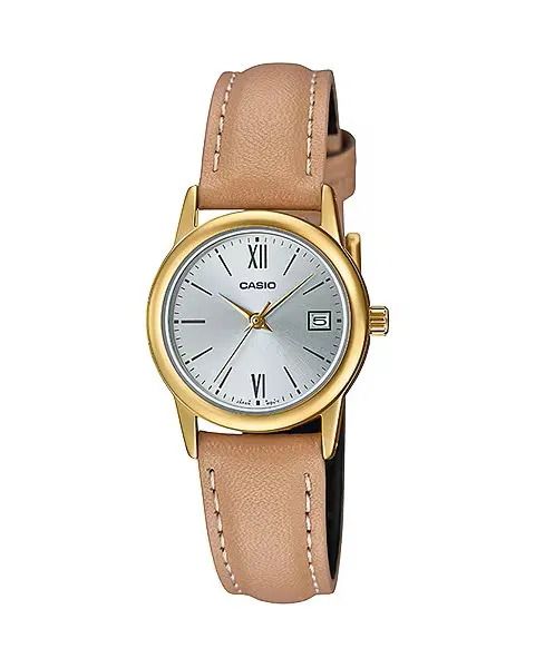 Ladies Casio Watch LTP-V002GL-7B3 Water Resist, Non-fade, Genuine Leather