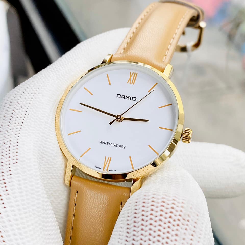 Ladies Casio Watch LTP-VT01GL-7B Water Resist, Non-fade, Genuine leather