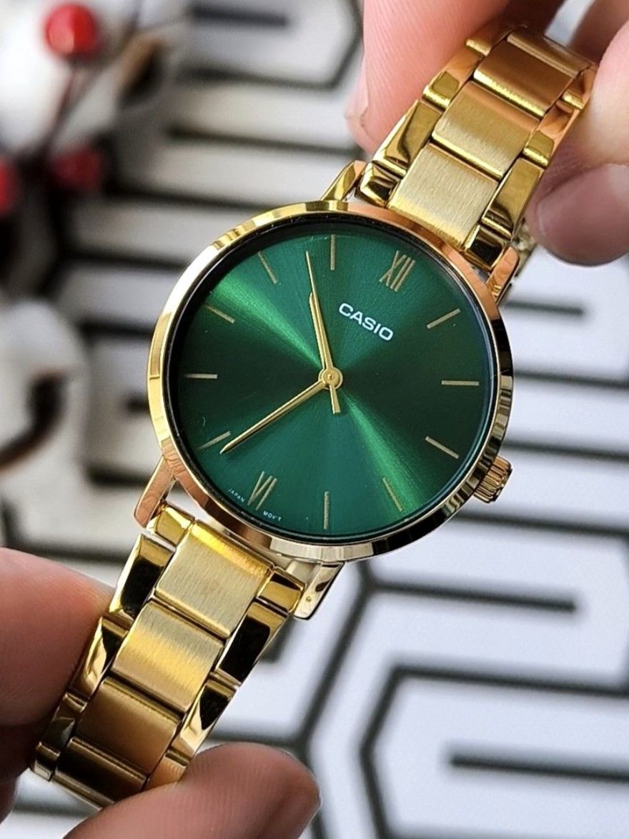 Ladies Casio Watch LTP-VT02G-3A Water Resist, Non-fade, Slim Watch