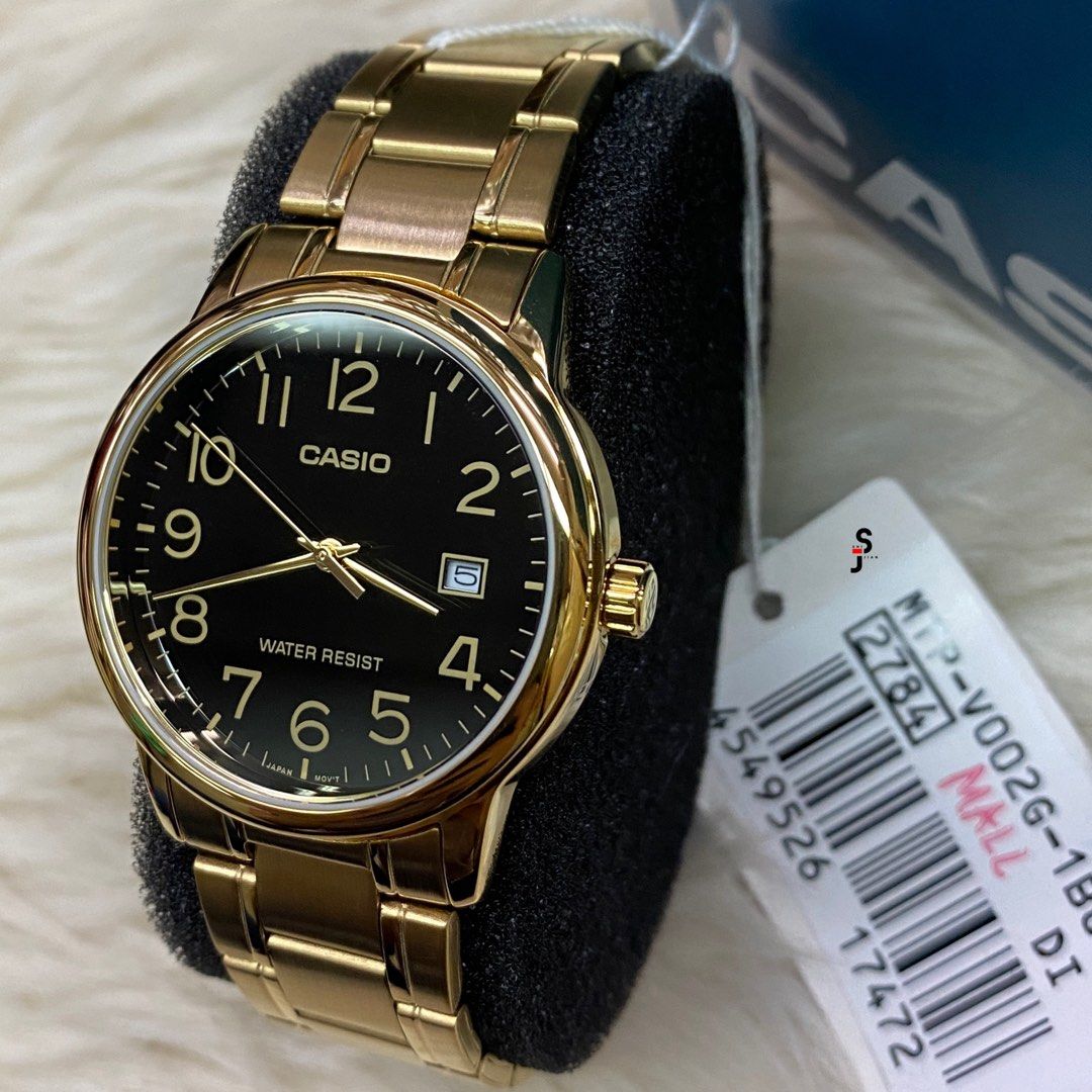 Men's Casio Watch MTP-V002G-1B Water Resist, Non-fade, Date Display