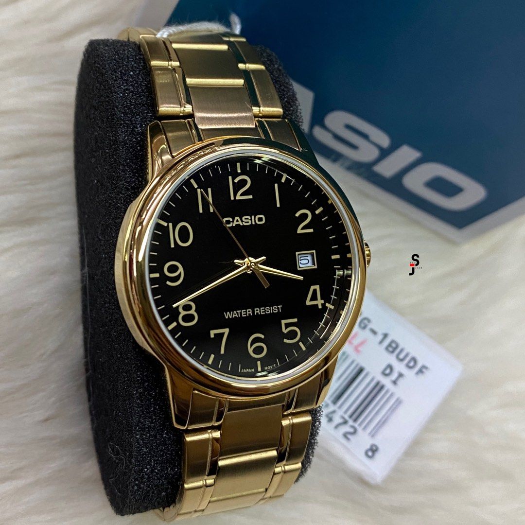 Men's Casio Watch MTP-V002G-1B Water Resist, Non-fade, Date Display