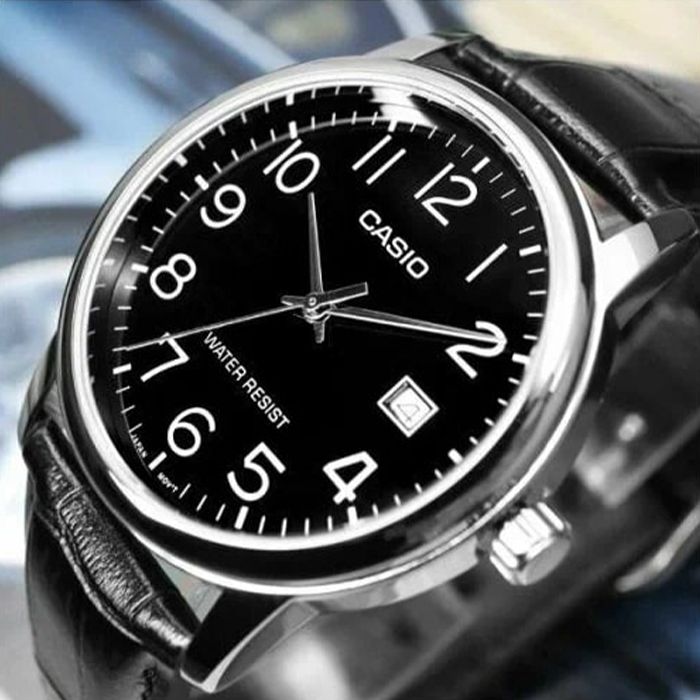 Men's Casio Leather Watch MTP-V002L-1BU Water Resist, Date Display