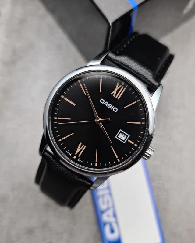 Men's Casio Leather Watch MTP-V002L-1B3 Water Resist, Date Display