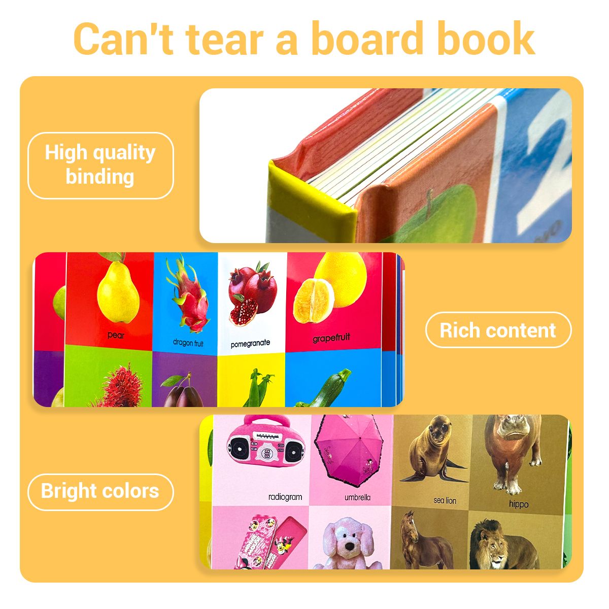 Set Of 4 English Children's Learning Encyclopedia Board Books, 4 Different Types Of Children's Vocabulary Learning Cognitive Board Books