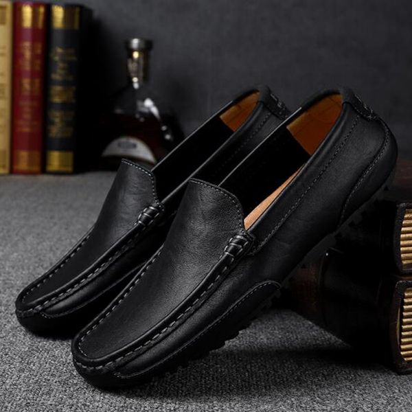 Men Loafers Casual PU Slip-Ons Moccasin Flats Black Driving Doug Shoes Slip Ons Plus Size Blue Shoes 37-46