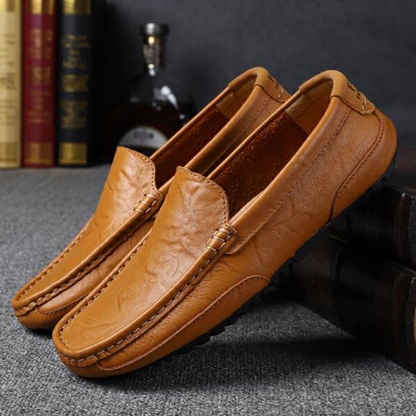 Men Loafers Casual PU Slip-Ons Moccasin Flats Black Driving Doug Shoes Slip Ons Plus Size Blue Shoes 37-46