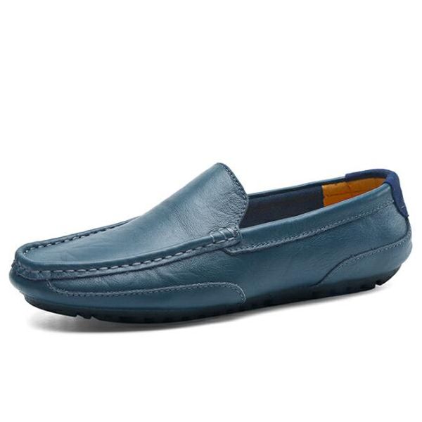 Men Loafers Casual PU Slip-Ons Moccasin Flats Black Driving Doug Shoes Slip Ons Plus Size Blue Shoes 37-46