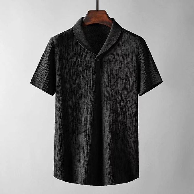2 In 1 Men's Black T-Shirt Sets 2 Pcs Man Loose Short Sleeve Trousers Set 2 in1 Men's Loose Short Sleeve Trousers Set Summer Men Clothes