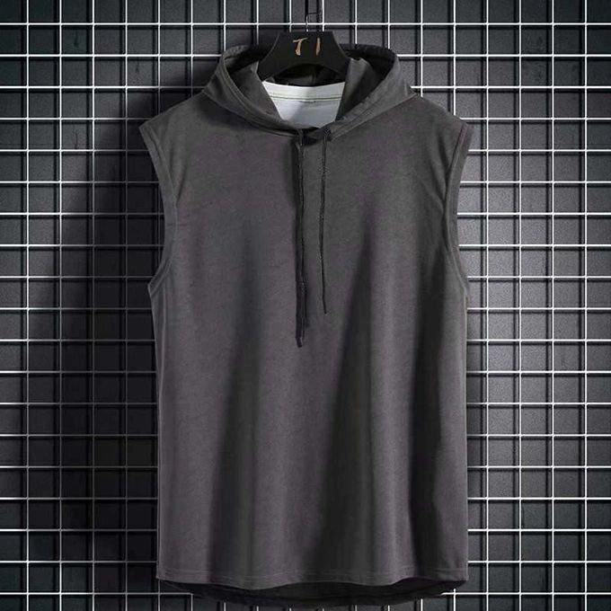 Men Gym Tank Top Summer Clothing Bodybuilding Workout Fashion Fitness Singlets Sleeveless Hood Muscle Shirt Men Vest