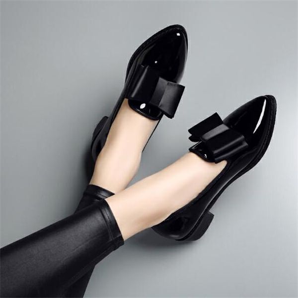Women Loafers Fashion Ladies Patent Leather Flats Shoes Sweet Bowtie Casual Doug Shoes Ballerinas and Flats Women's Shoes