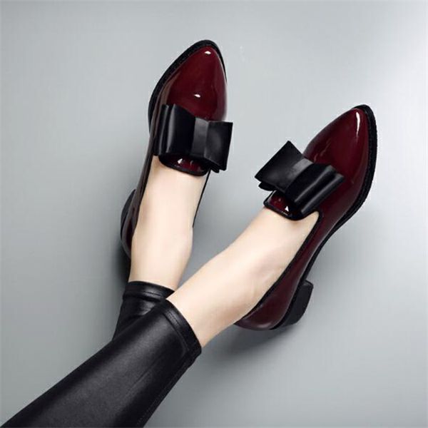 Women Loafers Fashion Ladies Patent Leather Flats Shoes Sweet Bowtie Casual Doug Shoes Ballerinas and Flats Women's Shoes
