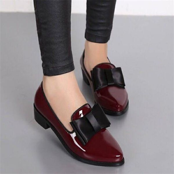 Women Loafers Fashion Ladies Patent Leather Flats Shoes Sweet Bowtie Casual Doug Shoes Ballerinas and Flats Women's Shoes